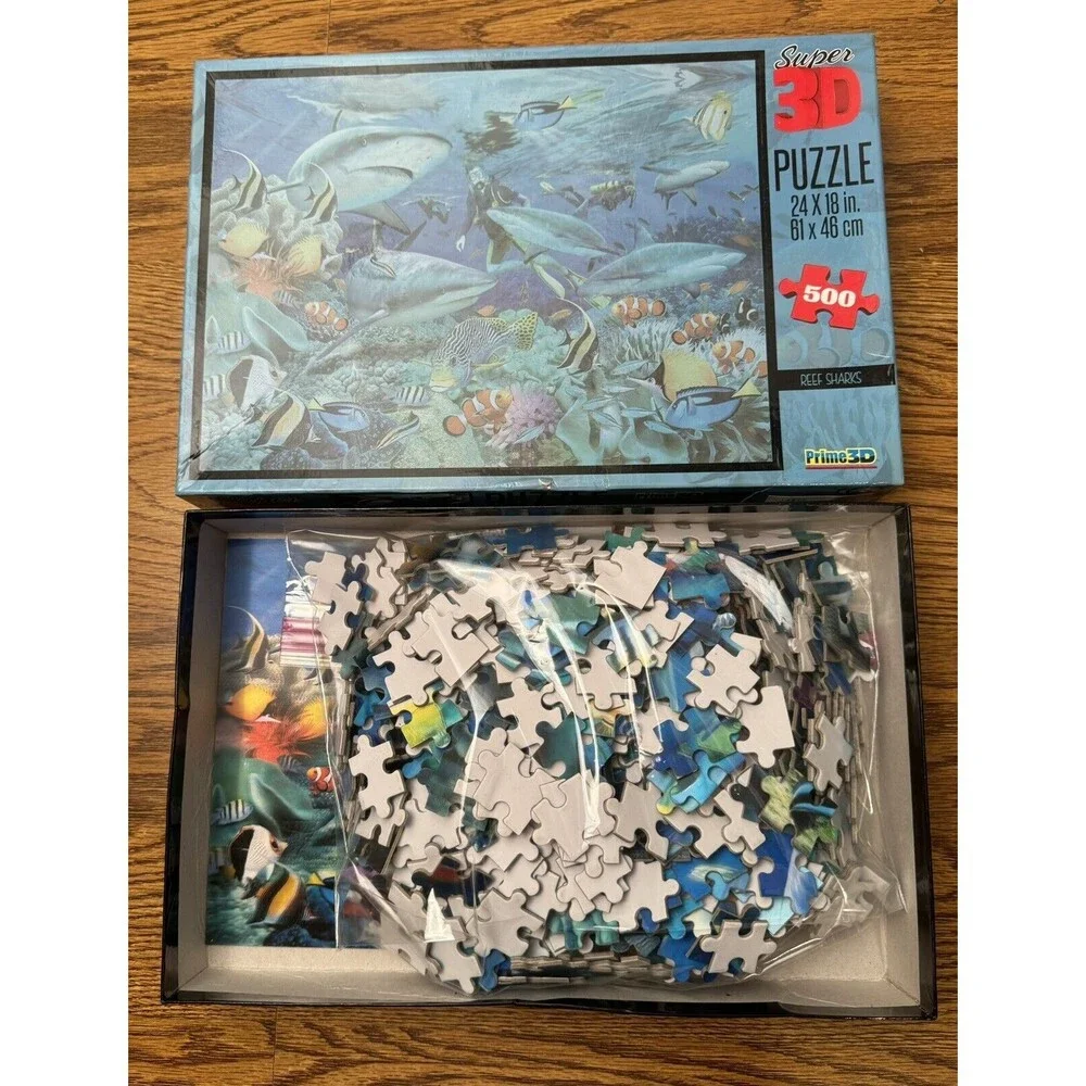 Cardinal Reef Sharks Super 3D Prime 3D Jigsaw Puzzle 500 , 61 X‎ 46 cm